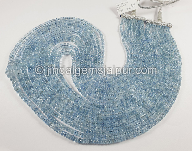 Aquamarine Faceted Roundelle Shape Beads