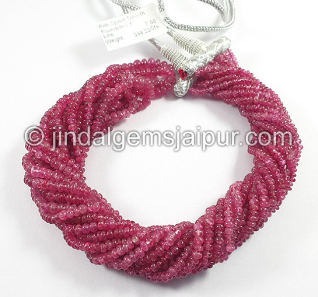 Pink Spinel Shaded Smooth Roundelle Shape Beads