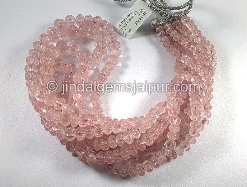 Pink Morganite Carved Pumpkin Shape Beads