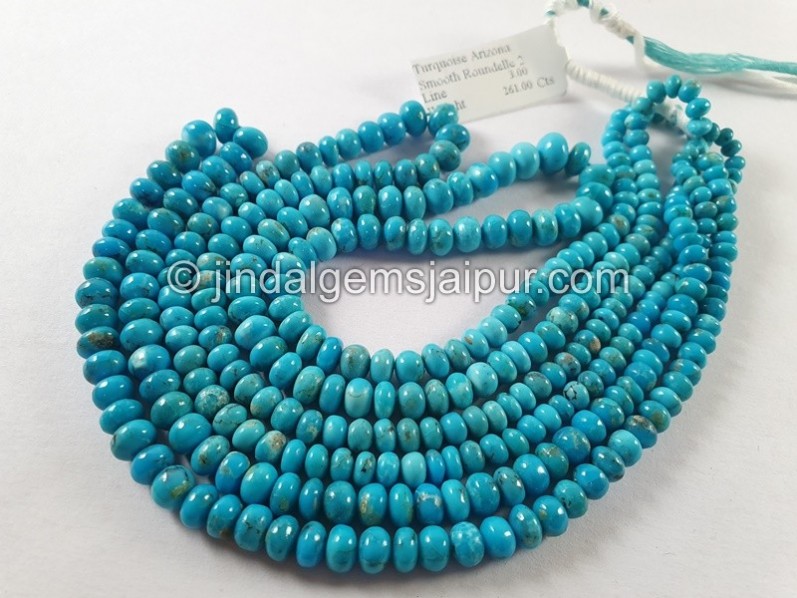 Turquoise Arizona Smooth Roundelle Shape Beads
