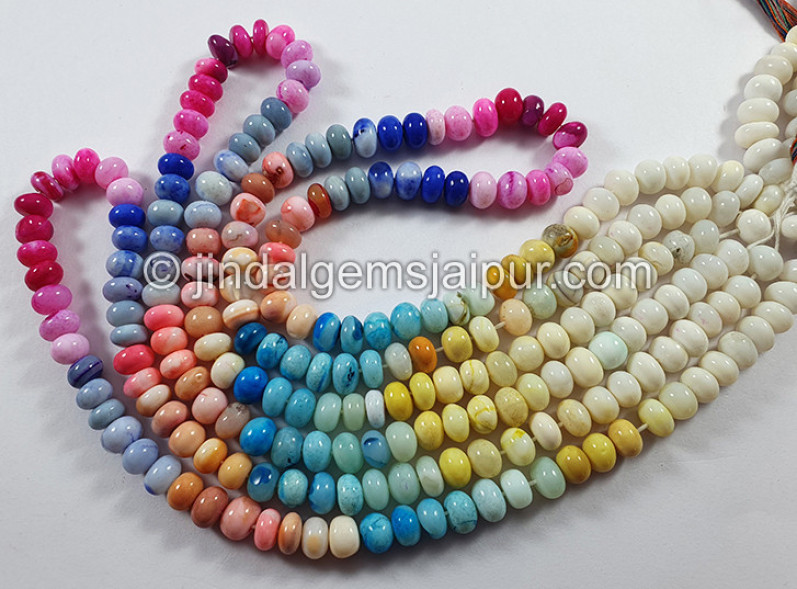 Multi Opal Dyed Smooth Roundelle Shape Beads