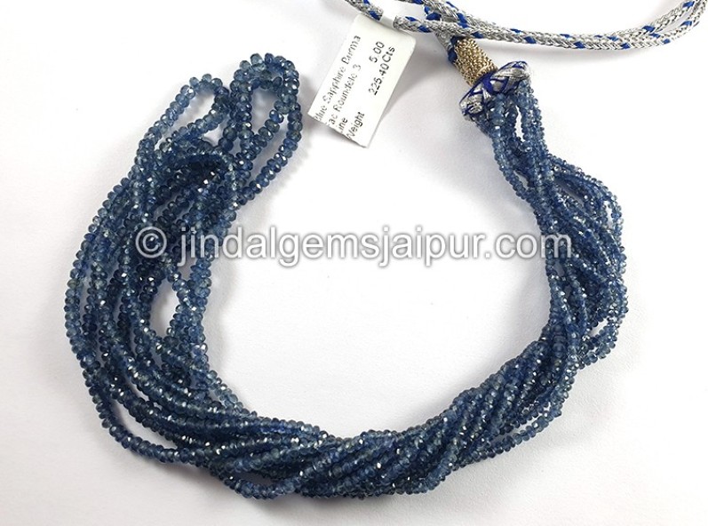Blue Sapphire Burma Faceted Roundelle Shape Beads