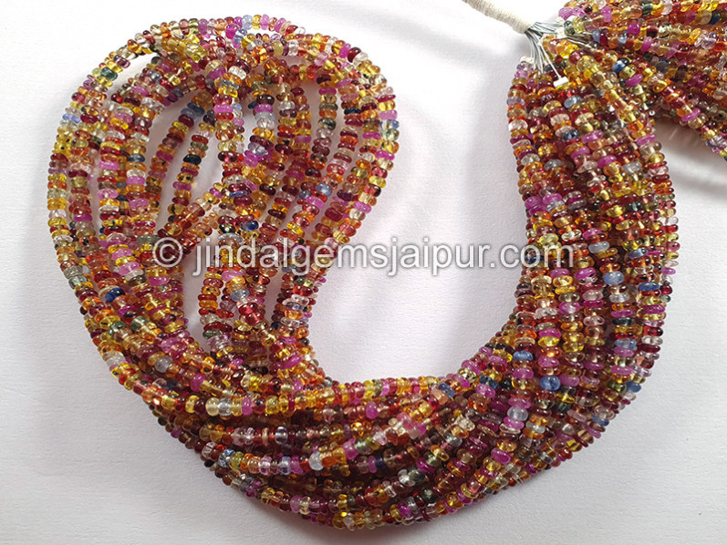 Natural Multi Sapphire Smooth Roundelle Shape Beads
