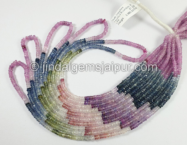 Multi Sapphire Faceted Roundelle Shape Beads