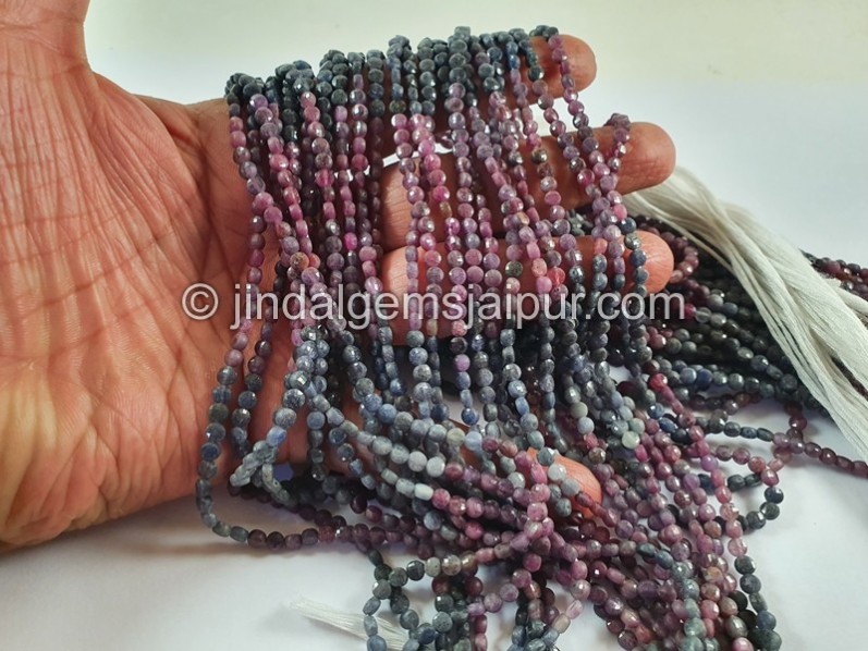 Multi Sapphire Faceted Coin Beads