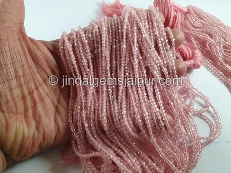 Rose Quartz Cut Cube Beads
