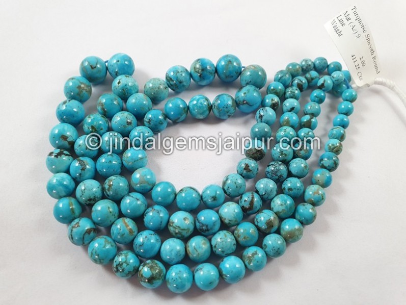 Black Spiderweb Turquoise Smooth Round Ball Beads