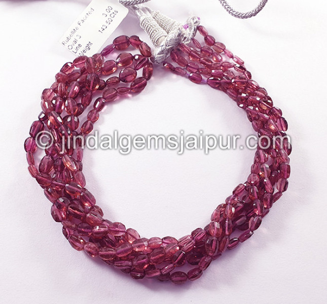 Rubellite Faceted Oval Shape Beads