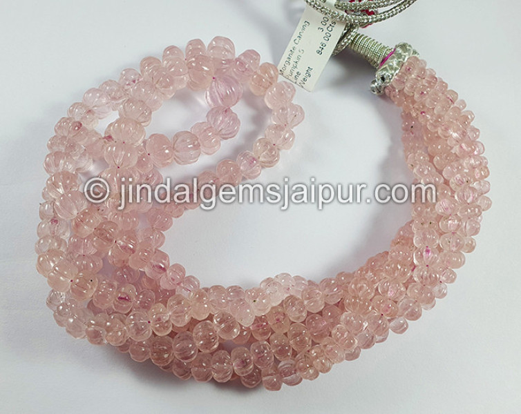 Morganite Carved Pumpkin Shape Beads