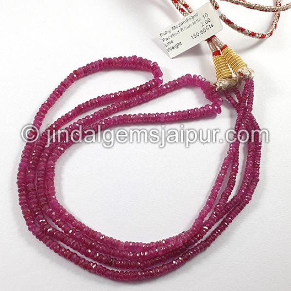 Ruby Mozambique Faceted Roundelle Shape Beads