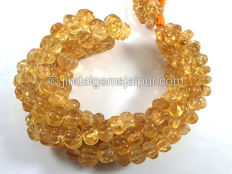 Citrine Carved Pumpkin Shape Light Beads