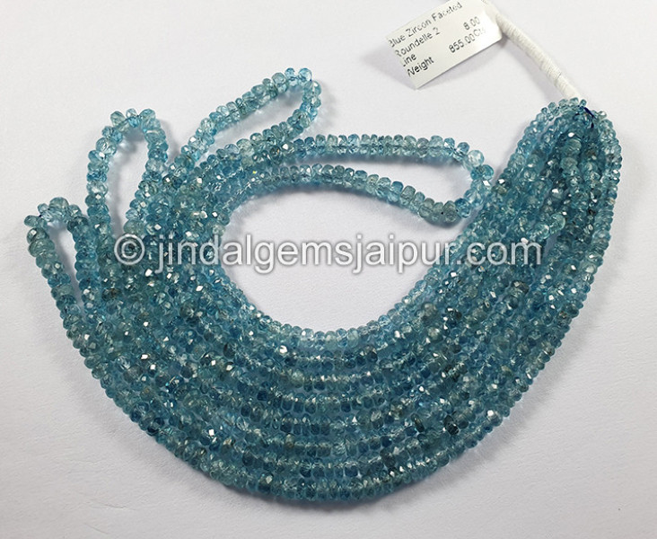 Blue Zircon Faceted Roundelle Shape Beads
