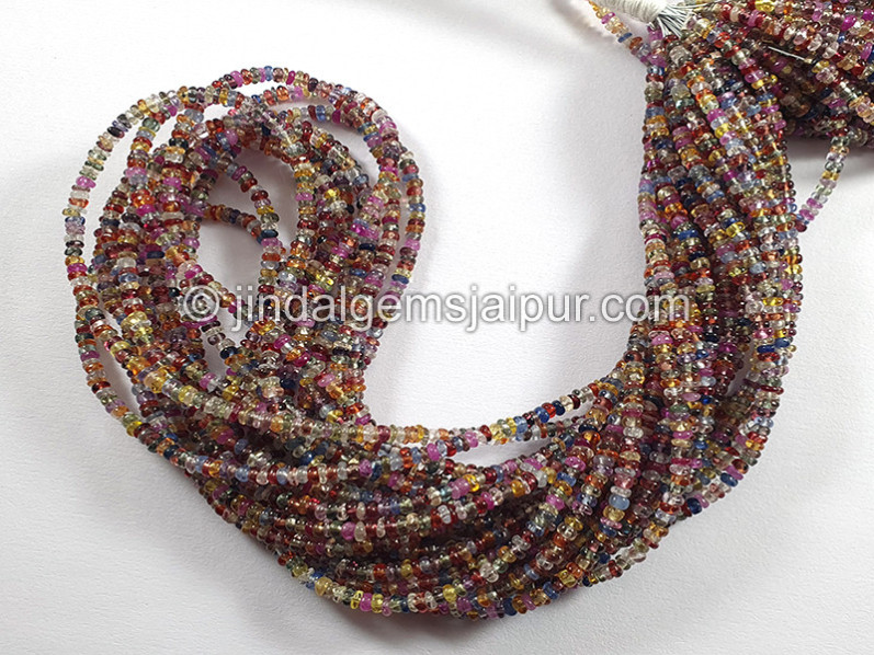 Natural Multi Sapphire Smooth Roundelle Shape Beads
