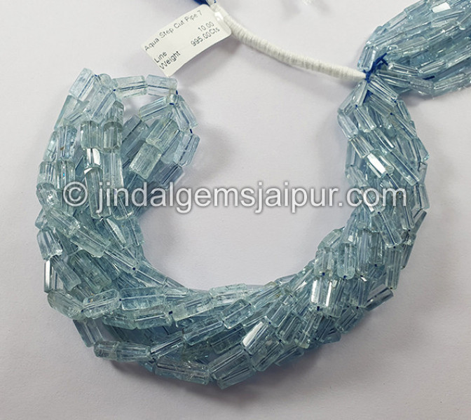 Aquamarine Step Cut Pipe Shape Beads