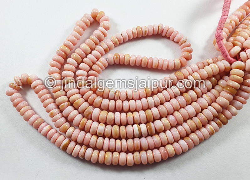 Pink Opal Smooth Roundelle Shape Beads