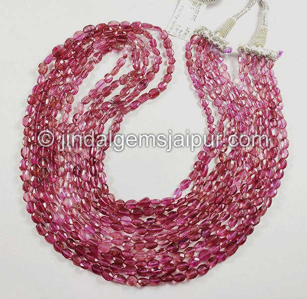 Rubellite Faceted Oval Shape Beads