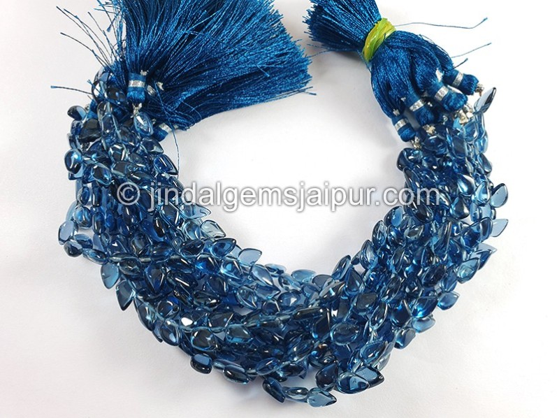 London Blue Topaz Smooth Tulip Pear Shape Small Beads