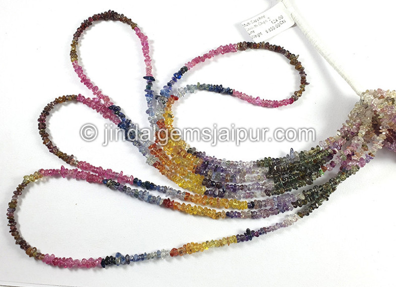 Multi Sapphire Smooth Chips Beads
