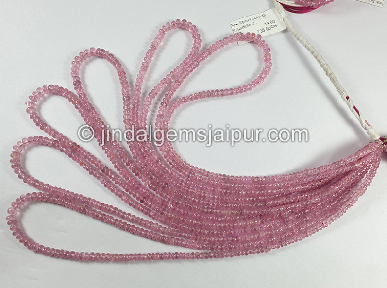 Pink Spinel Smooth Roundelle Shape Beads
