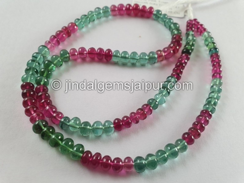 Blue & Rubellite Tourmaline Smooth Roundelle Beads