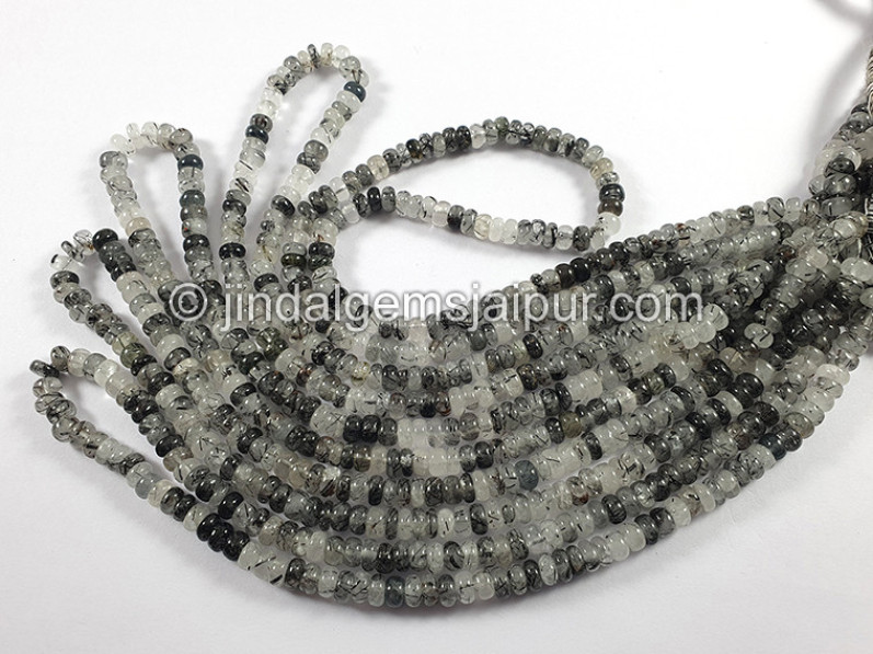 Black Rutile Smooth Roundelle Shape Beads