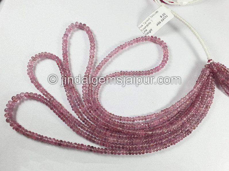 Pink Spinel Smooth Roundelle Shape Beads