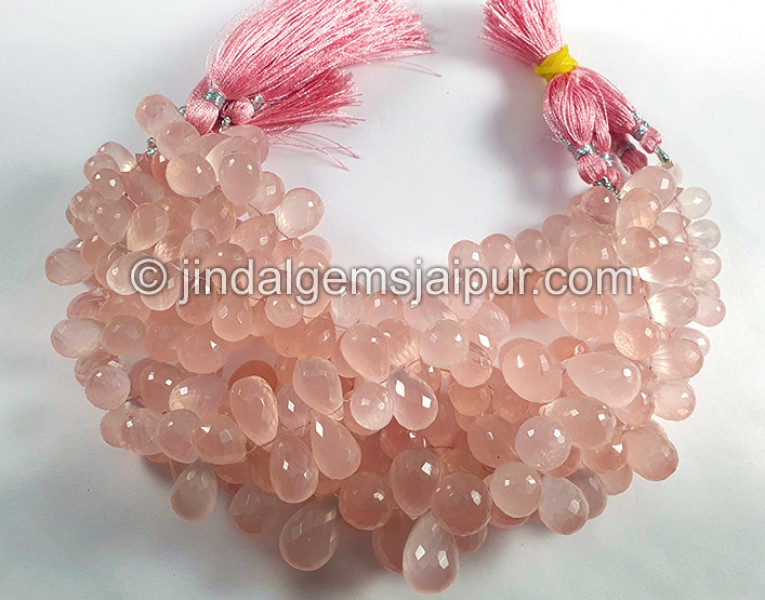 Rose Quartz Faceted Drops Shape Big Beads