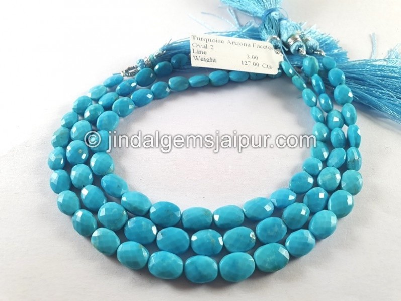 Turquoise Arizona Faceted Oval Shape Beads