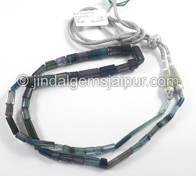 Blue Tourmaline Shaded Pipe Shape Beads