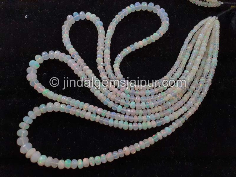 Off White Ethiopian Opal Far Faceted Roundelle Beads
