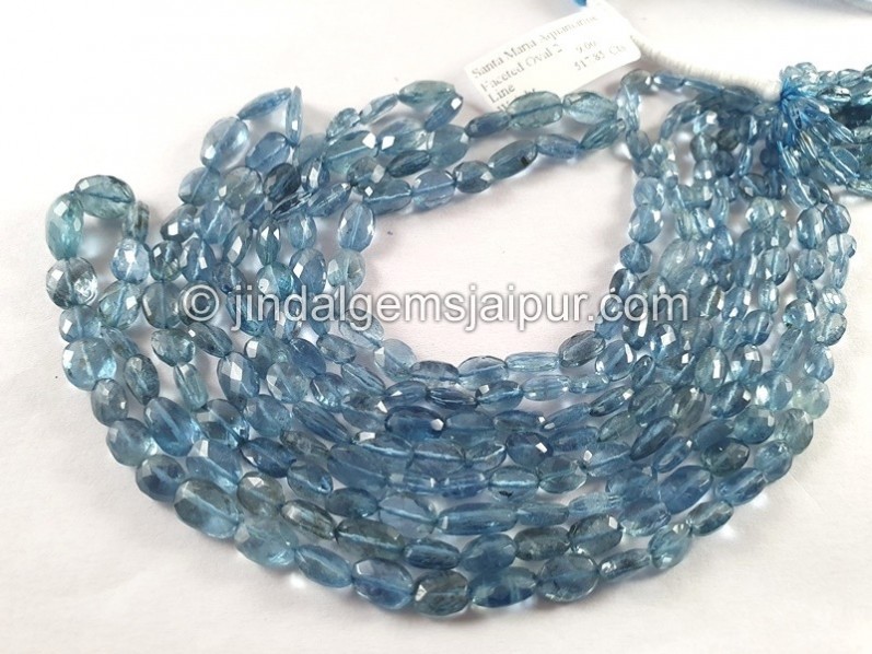 Santa Maria Aquamarine Faceted Oval Beads