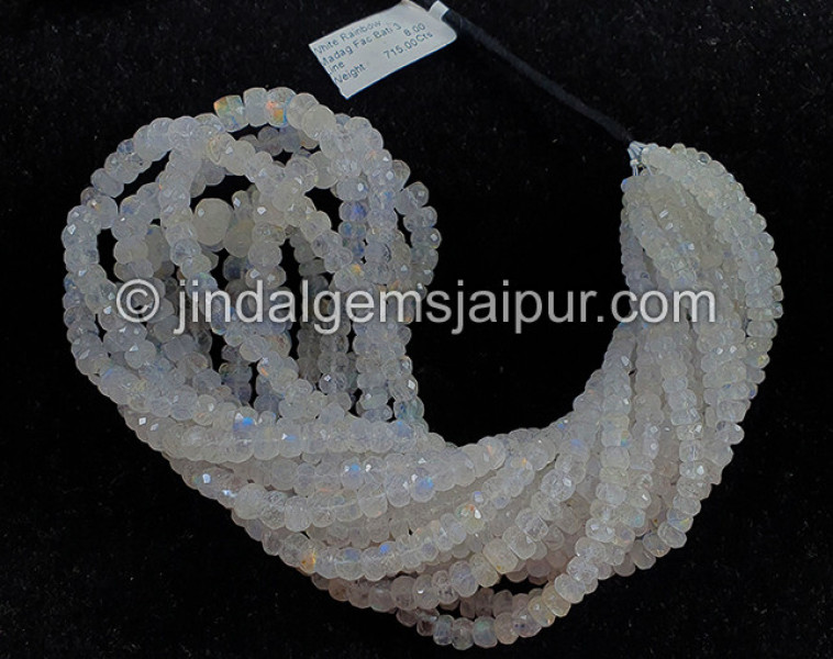 White Rainbow Madagascar Faceted Roundelle Shape Beads