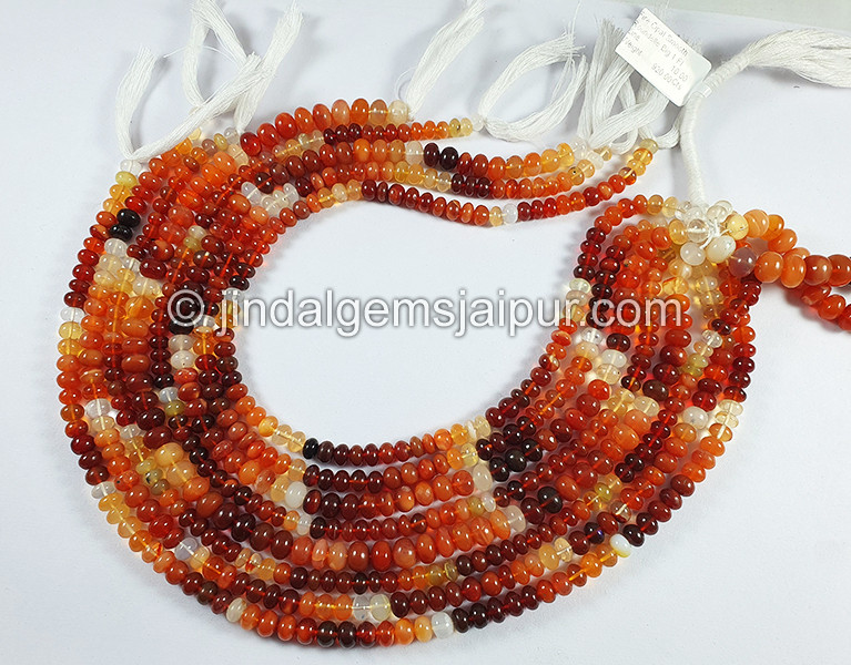 Fire Opal Smooth Roundelle Shape Beads