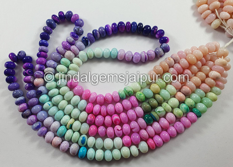 Multi Opal Dyed Smooth Roundelle Shape Beads