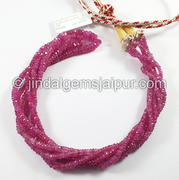 Ruby Mozambique Faceted Roundelle Shape Beads