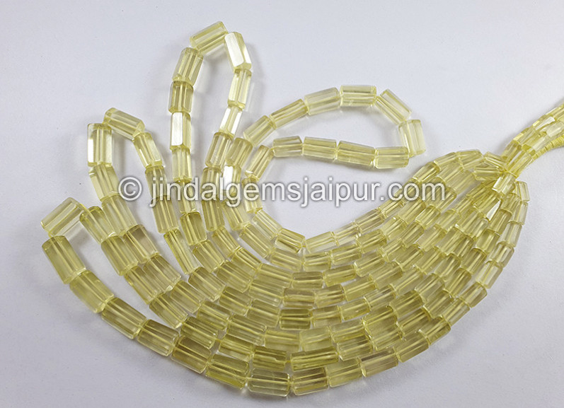 Lemon Quartz Step Cut Pipe Shape Beads
