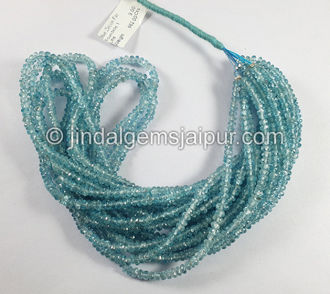 Blue Zircon Faceted Roundelle Shape Beads