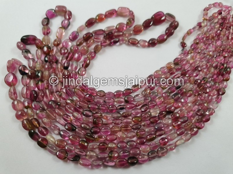Bi Color Tourmaline Smooth Oval Nugget Beads