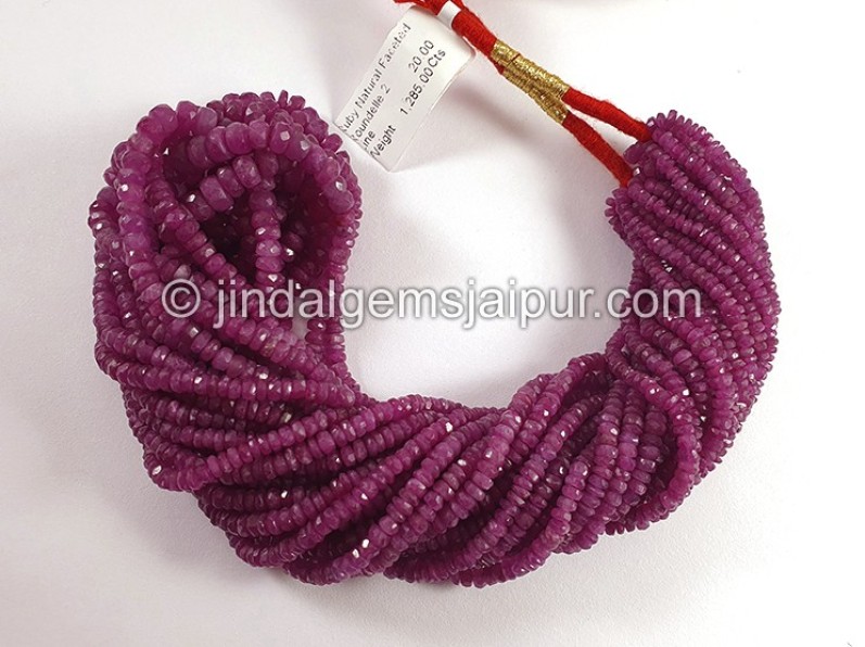Ruby Natural Faceted Roundelle Shape Beads
