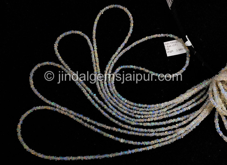 White Ethiopian Opal Smooth Roundelle Shape Beads