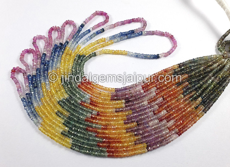 Multi Sapphire Faceted Roundelle Shape Beads