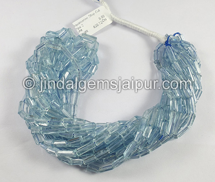 Aquamarine Step Cut Pipe Shape Beads