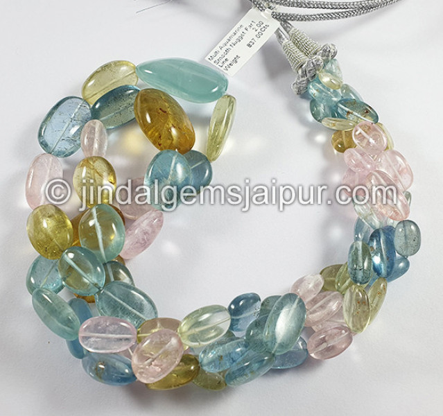 Multi Aquamarine Smooth Nuggets Shape Big Beads