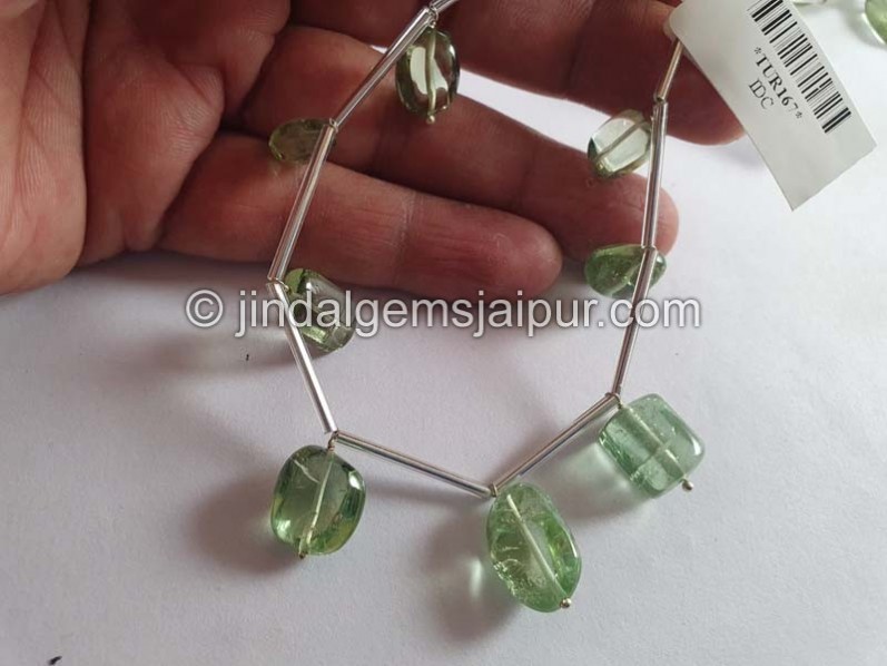 Bluish Green Tourmaline Smooth Nugget Beads