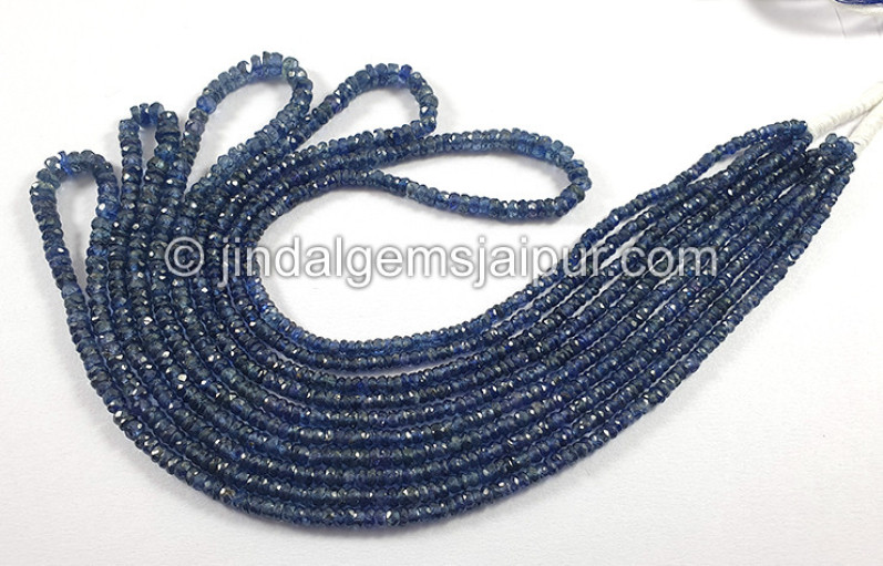 Blue Sapphire Faceted Roundelle Shape Beads