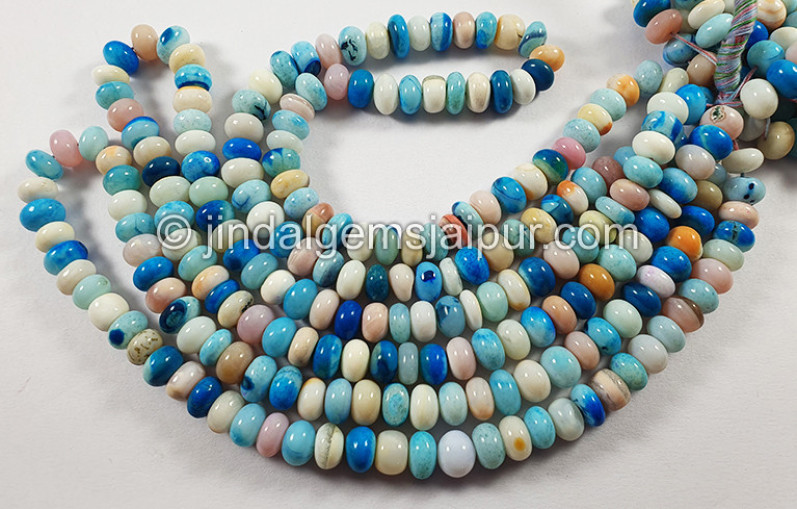 Multi Opal Smooth Roundelle Shape Beads
