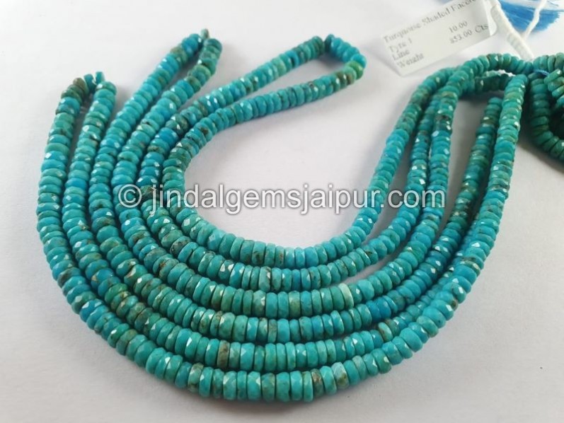 Turquoise Shaded Faceted Tyre Shape Beads