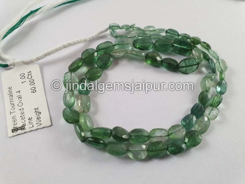 Green Tourmaline Shaded Faceted Oval Beads