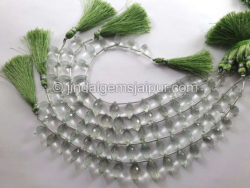 Green Amethyst Faceted Dew Drops Shape Beads