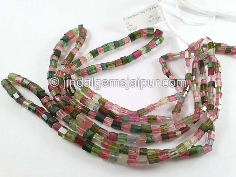 Tourmaline Step Cut Pipe Beads